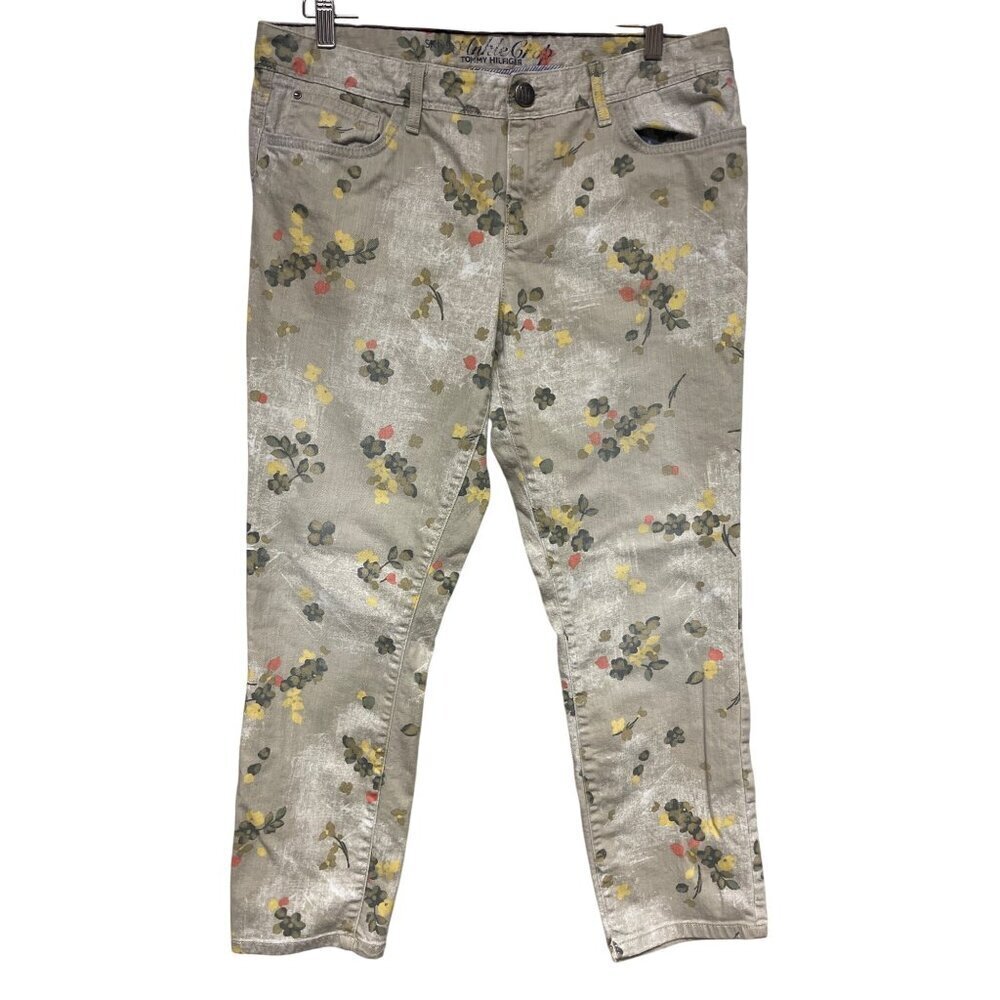 Tommy Hilfiger Skinny Ankle Crop Floral Pant Denim Women's Size 14